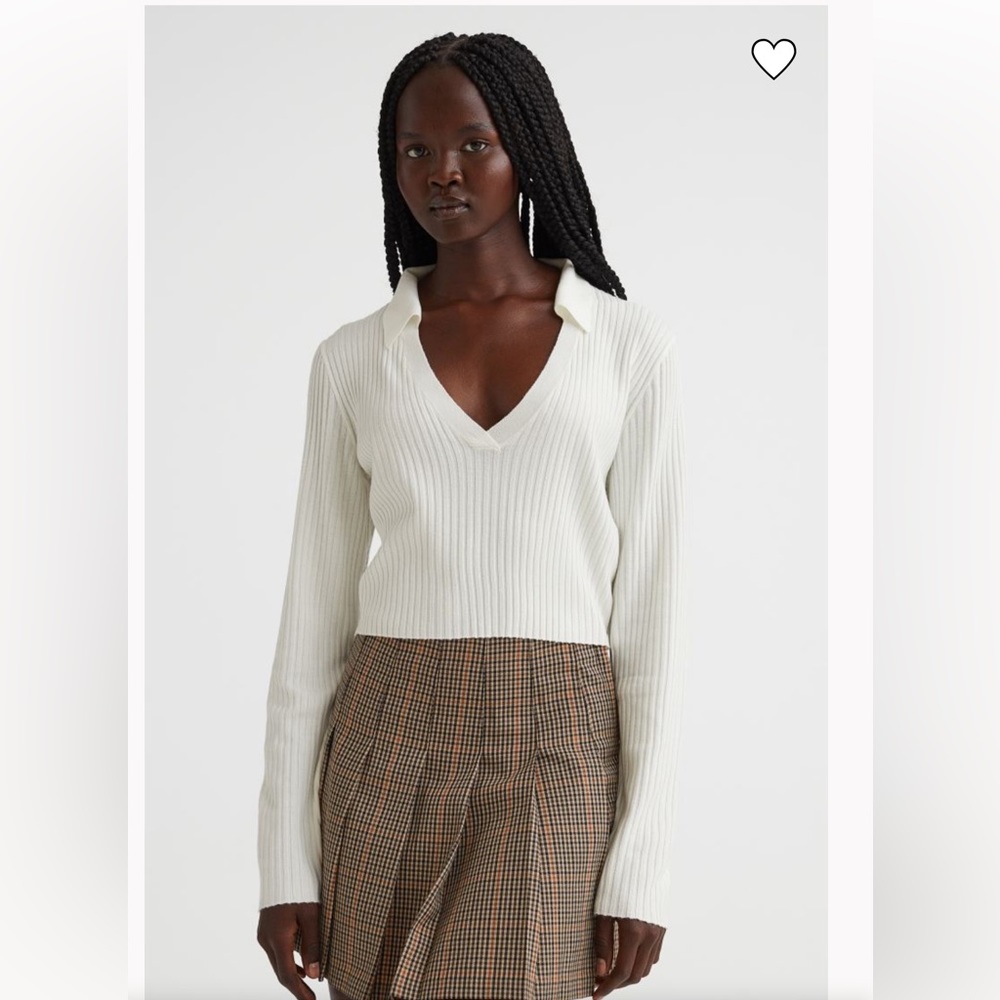H&M Collared Rib-knit Top